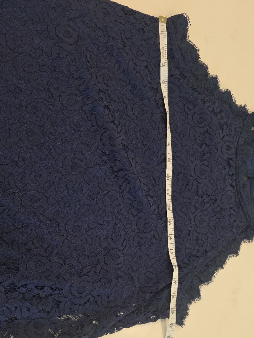High Neck Floral Lace Top - Navy - Picture 5 of 10